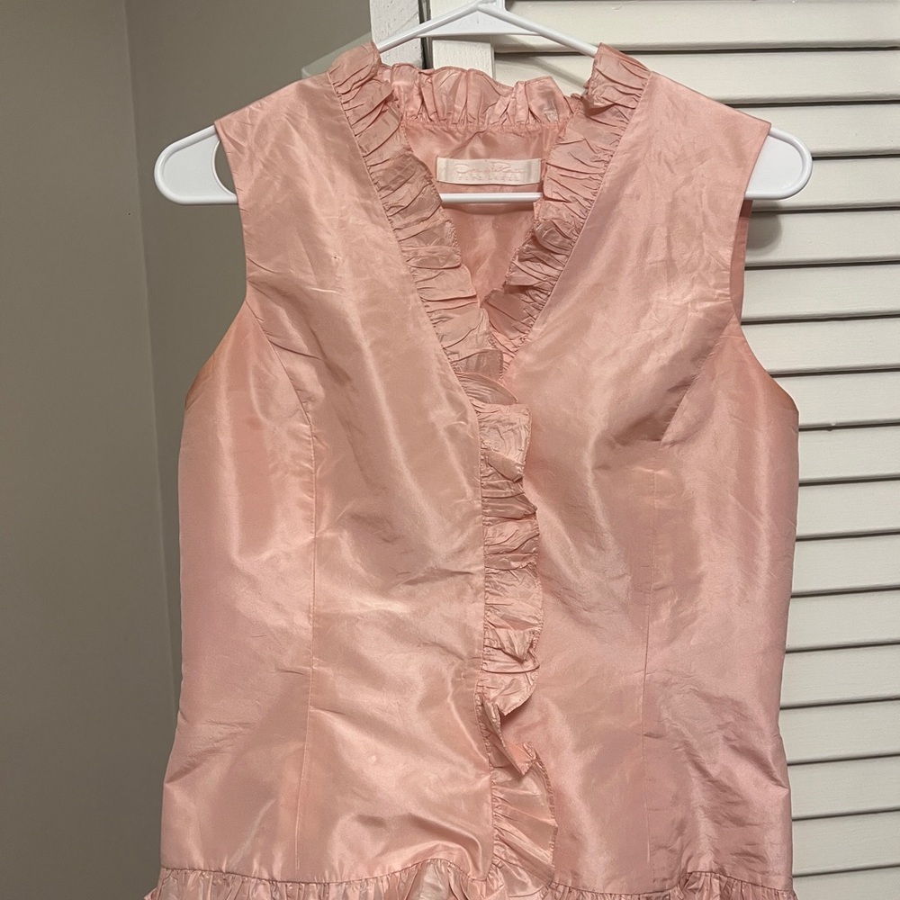 Oscar de la Renta Vintage Pink Ruffled Blouse